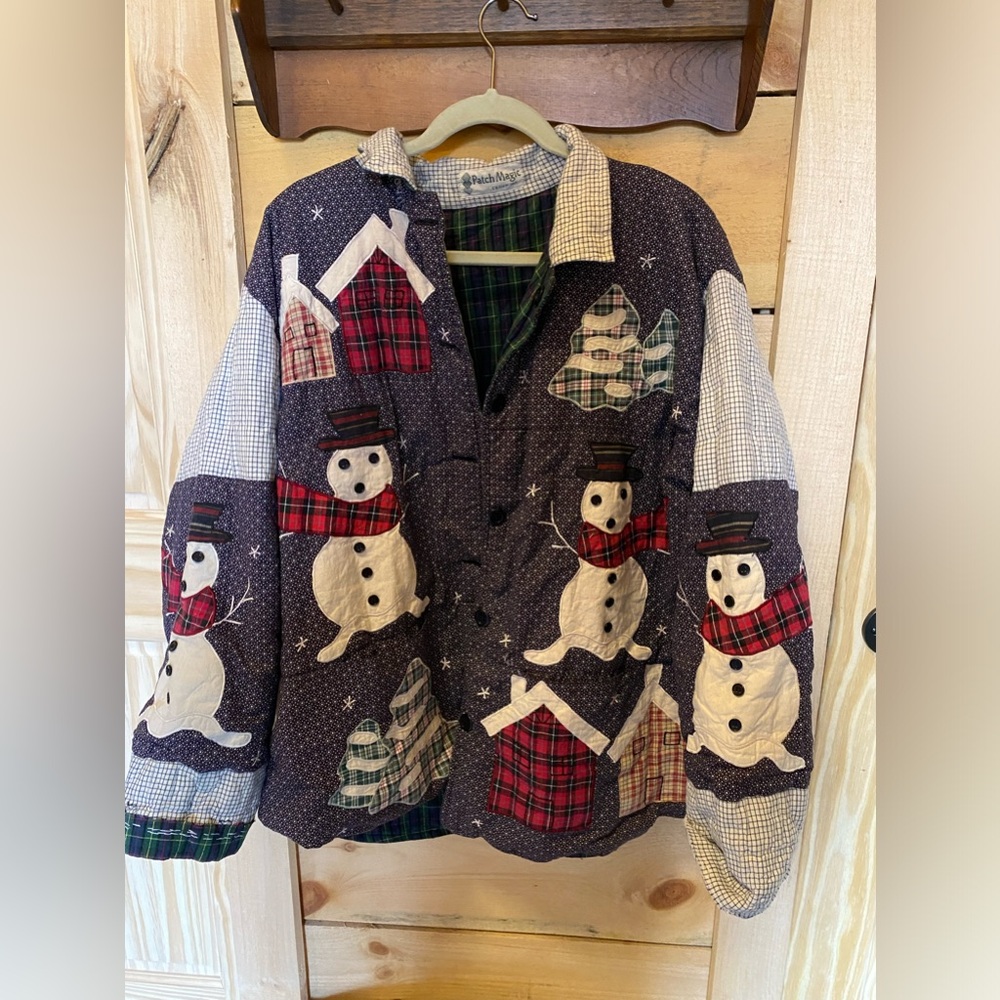 Vintage Patch Magic Snowman Reversible Jacket Coat XL